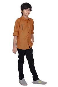 FRAUS Boy's Cotton Fullsleeve Casual Classic Collar Shirt (Orange) Size:-12-13 Years-thumb3