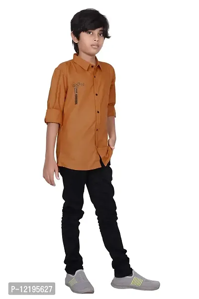 FRAUS Boy's Cotton Fullsleeve Casual Classic Collar Shirt (Orange) Size:-12-13 Years-thumb4