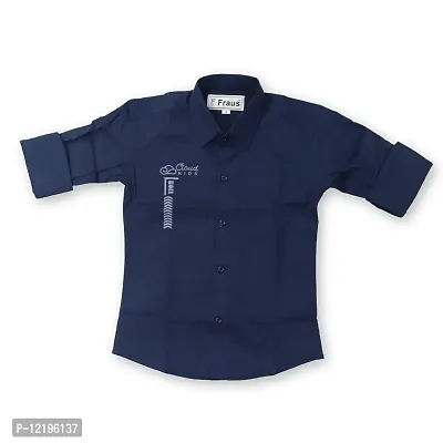 FRAUS Boy's Cotton Fullsleeve Casual Classic Collar Shirt (Dark Blue) Size:-13-14 Years
