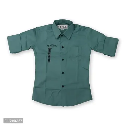 FRAUS Boy's Cotton Fullsleeve Casual Classic Collar Shirt. (Green) Size:-12-13 Years