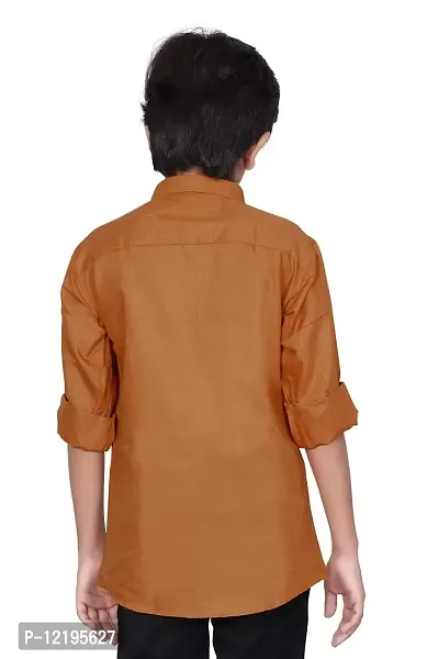 FRAUS Boy's Cotton Fullsleeve Casual Classic Collar Shirt (Orange) Size:-12-13 Years-thumb2