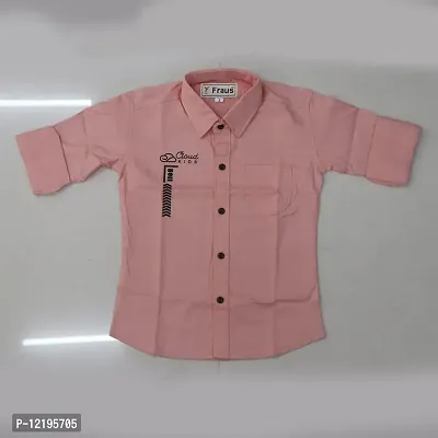 FRAUS Boy's Cotton Fullsleeve Casual Classic Collar Shirt (Light Peach) Size:-8-9 Years-thumb4
