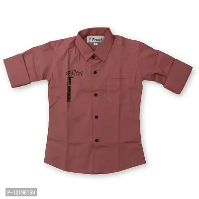 FRAUS Boy's Cotton Fullsleeve Casual Classic Collar Shirt. (Peach) Size:-3-4 Years