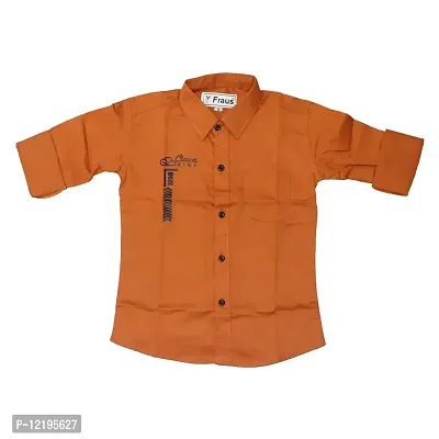 FRAUS Boy's Cotton Fullsleeve Casual Classic Collar Shirt (Orange) Size:-12-13 Years-thumb5