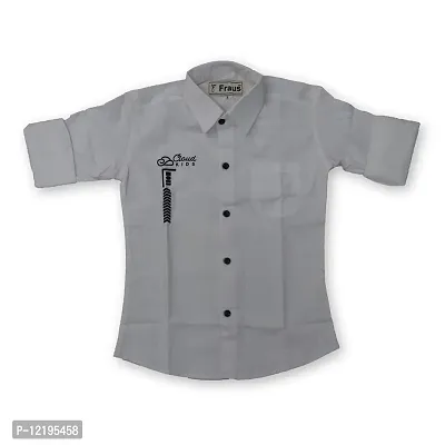 FRAUS Boy's Cotton Fullsleeve Casual Classic Collar Shirt (White) Size:-10-11 Years