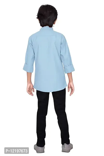FRAUS Boy's Cotton Fullsleeve Casual Classic Collar Shirt (Light Blue) Size:-3-4 Years-thumb4