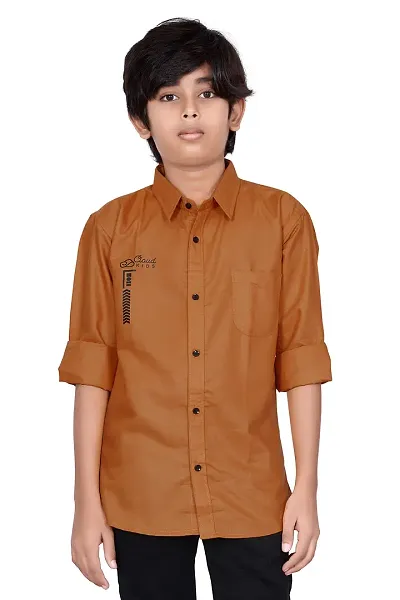 FRAUS Boy's Fullsleeve Casual Classic Collar Shirt (Orange) Size:-12-13 Years