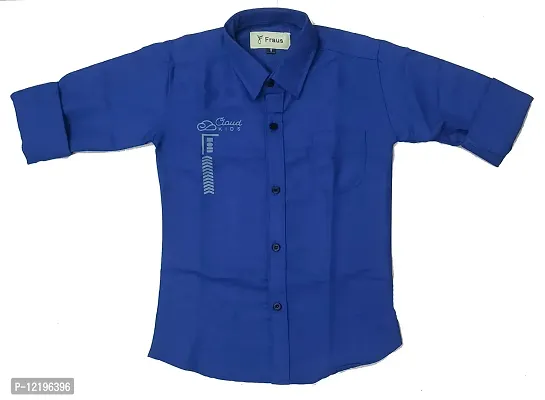 FRAUS Boy's Cotton Fullsleeve Casual Classic Collar Shirt (Blue) Size:-10-11 Years-thumb0