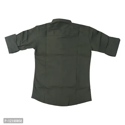 FRAUS Boy's Cotton Fullsleeve Casual Classic Collar Shirt (Dark Green) Size:-13-14 Years-thumb5