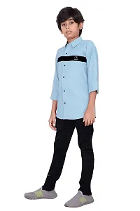 FRAUS Boy's Cotton Fullsleeve Casual Classic Collar Shirt (Light Blue) Size:-3-4 Years-thumb2