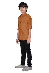 FRAUS Boy's Cotton Fullsleeve Casual Classic Collar Shirt (Orange) Size:-12-13 Years-thumb2