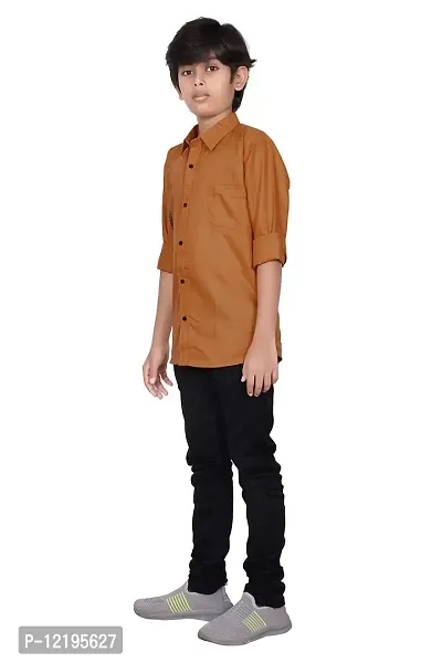 FRAUS Boy's Cotton Fullsleeve Casual Classic Collar Shirt (Orange) Size:-12-13 Years-thumb3