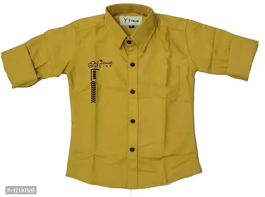 FRAUS Boy's Cotton Fullsleeve Casual Classic Collar Shirt (Dark Yellow) Size:-3-4 Years-thumb0