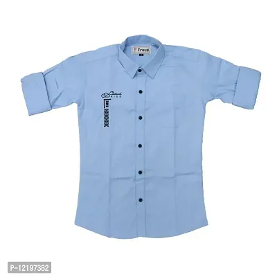 FRAUS Boy's Cotton Fullsleeve Casual Classic Collar Shirt. (Light Blue) Size:-6-7 Years