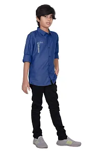 FRAUS Boy's Cotton Fullsleeve Casual Classic Collar Shirt (Blue) Size:-10-11 Years-thumb3