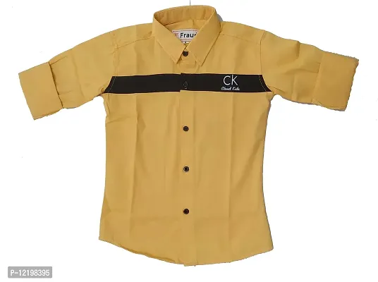 FRAUS Boy's Cotton Fullsleeve Casual Classic Collar Shirt (Yellow) Size:-8-9 Years-thumb0
