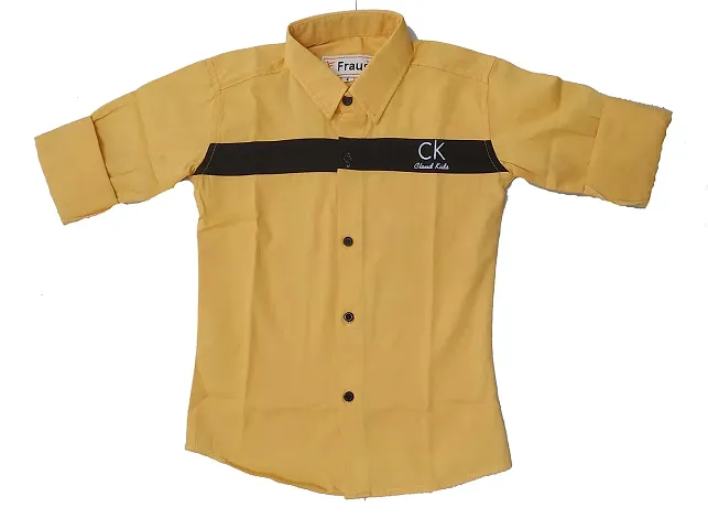 FRAUS Boy's Fullsleeve Casual Classic Collar Shirt (Yellow) Size:-8-9 Years