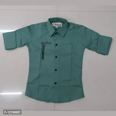 FRAUS Boy's Cotton Fullsleeve Casual Classic Collar Shirt. (Green) Size:-12-13 Years-thumb4