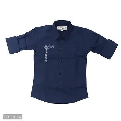 FRAUS Boy's Cotton Fullsleeve Casual Classic Collar Shirt (Dark Blue) Size:-13-14 Years-thumb5