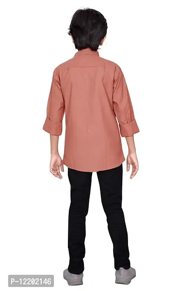 FRAUS Boy's Cotton Fullsleeve Casual Classic Collar Shirt (Gajari) Size:-8-9 Years-thumb4