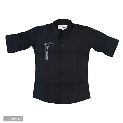 FRAUS Boy's Cotton Fullsleeve Casual Classic Collar Shirt (Black) Size:-4-5 Years-thumb5