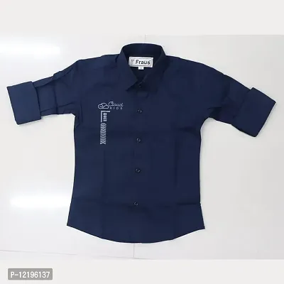 FRAUS Boy's Cotton Fullsleeve Casual Classic Collar Shirt (Dark Blue) Size:-13-14 Years-thumb4