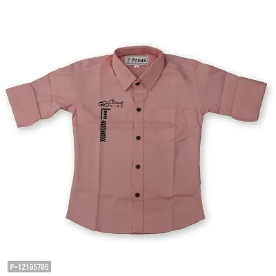 FRAUS Boy's Cotton Fullsleeve Casual Classic Collar Shirt (Light Peach) Size:-8-9 Years