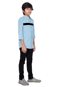 FRAUS Boy's Cotton Fullsleeve Casual Classic Collar Shirt (Light Blue) Size:-3-4 Years-thumb1