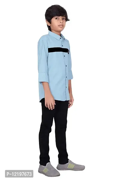 FRAUS Boy's Cotton Fullsleeve Casual Classic Collar Shirt (Light Blue) Size:-3-4 Years-thumb2