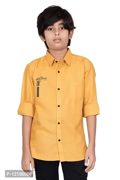 FRAUS Boy's Cotton Fullsleeve Casual Classic Collar Shirt. (Yellow) Size:-7-8 Years-thumb0