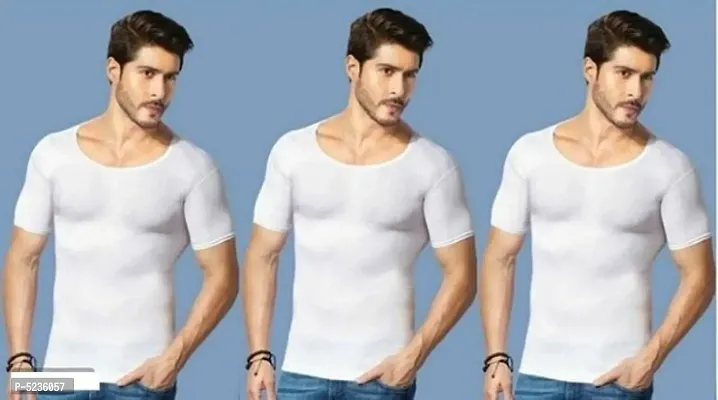 PACK OF 3 - Men's 100% Trendy Half Sleeve Vests-thumb0