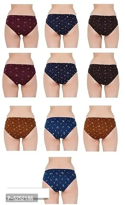 PACK OF 10 - Women's Trendy Printed Hipster Panties