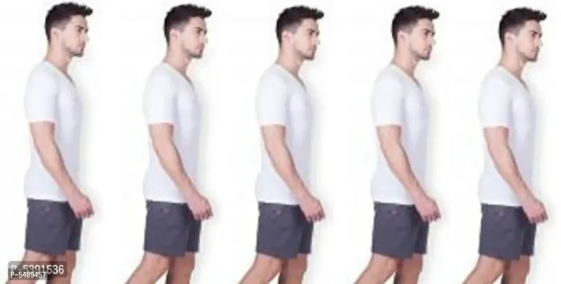 PACK OF 5 - Men's 100% Modern Cotton White RNS Undershirt Half Sleeves Vest-thumb0