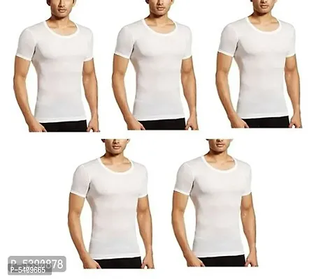 PACK OF 5 - Men's 100% Soft Cotton White RNS Undershirt Half Sleeves Vest