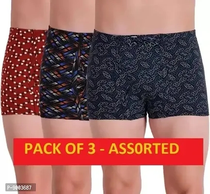 Classic Cotton Blend Printed Trunks for Men, Pack of 3-thumb0