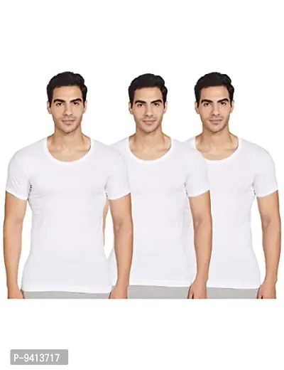 PACK OF 3- MEN COTTON HALF SLEEVEES WHITE RNS VEST PACK OF 3-thumb0