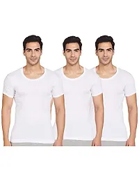 PACK OF 3- MEN COTTON HALF SLEEVEES WHITE RNS VEST PACK OF 3-thumb2