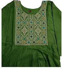 Designer Embroidered Neack Work Rayon Kurti for Girls  Women | Casual Wear Regular Fit(Green)-thumb1