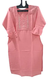 Ethnic Designer Embroidered Neck Work Rayon Kurti for Girls  Women (Pink)-thumb1