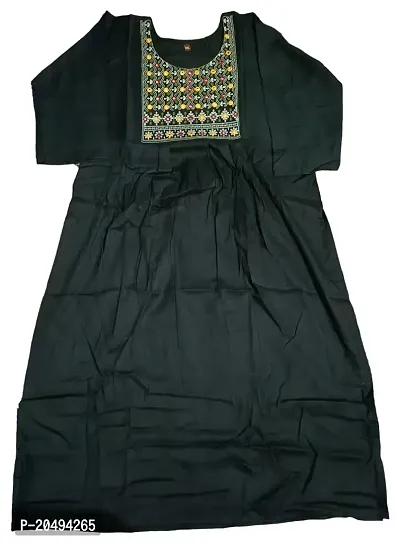 Assymetrical Rayon Long Kurti for Women  Girls Casual wear (Black)