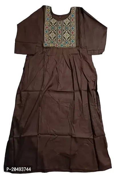 Ethnic Designer Printed Cotton Short Kurti | Top for Girls  Women Casual Wear  Regular Fit(Brown)