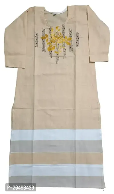 Ethnic Designer Embroidered Nrck Work Cotton Kurti for Girls  Women Casual Wear  Regular fit