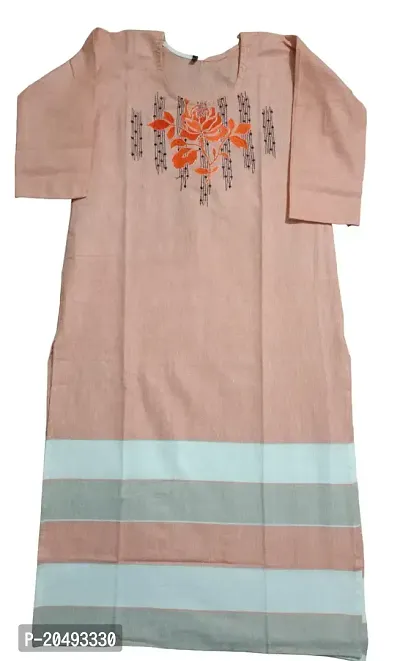 Ethnic Designer Embroidered Nrck Work Cotton Kurti for Girls  Women Casual Wear  Regular fit-thumb0