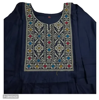 Ethnic Designer Embroidered Nrck Work Cotton Kurti for Girls  Women Casual Wear  Regular fit-thumb3