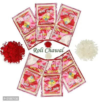 Honbon Red Roli with Chawal for Traditional Indian Occasion and Pooja Purpose Religious  Spiritual Item Pooja Supplies Roli Tilka-Tikka  Chawal for Bhaiya Dooj  Durga Pooja 100Packets 660GM-thumb0