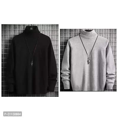 Elegant Acrylic Wool Solid Sweatshirts For Men- Pack Of 2-thumb5