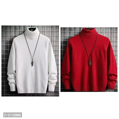 Elegant Acrylic Wool Solid Sweatshirts For Men- Pack Of 2-thumb0