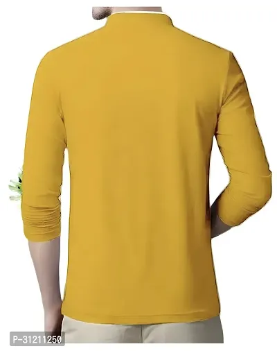 Stylish Yellow Polyester Printed Long Sleeves Tees For Men-thumb4