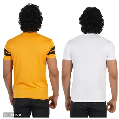 Stylish Multicoloured Polyester Printed Short Sleeves Tees For Men Pack of 2-thumb2