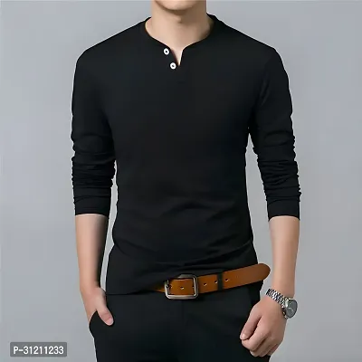 Stylish Black Polyester Printed Long Sleeves Tees For Men-thumb0